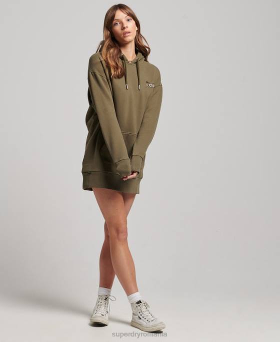 Superdry rochie de transpirație cu hanoraș cu tatuaj îmbrăcăminte verde femei JX0Z2517