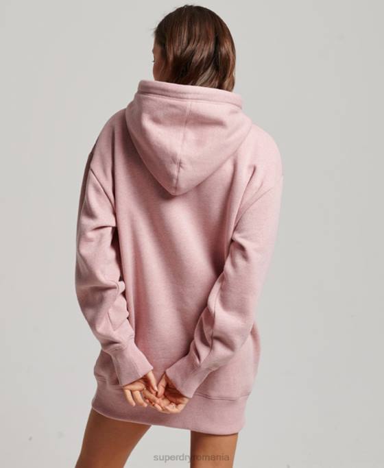 Superdry rochie de transpirație cu logo vintage brodat îmbrăcăminte roz femei JX0Z2433