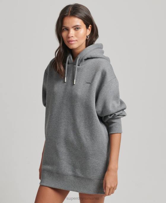 Superdry rochie de transpirație din bumbac organic cu logo brodat îmbrăcăminte gri femei JX0Z2554