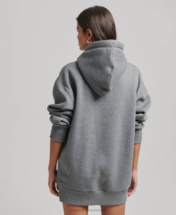 Superdry rochie de transpirație din bumbac organic cu logo brodat îmbrăcăminte gri femei JX0Z2554