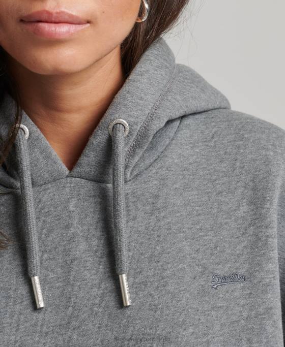 Superdry rochie de transpirație din bumbac organic cu logo brodat îmbrăcăminte gri femei JX0Z2554