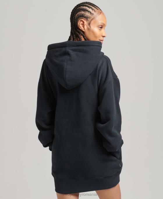 Superdry rochie de transpirație din bumbac organic cu logo brodat îmbrăcăminte marina femei JX0Z6528