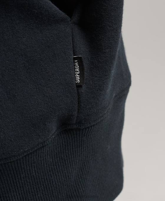 Superdry rochie de transpirație din bumbac organic cu logo brodat îmbrăcăminte marina femei JX0Z6528