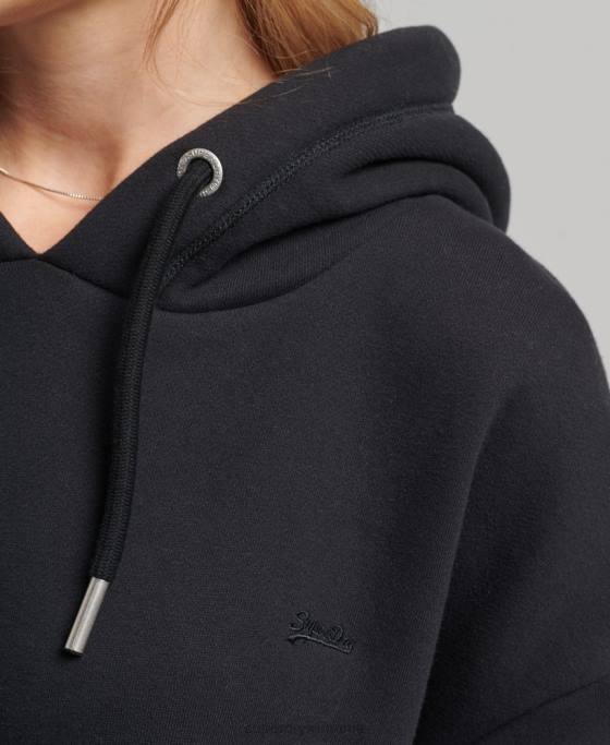 Superdry rochie de transpirație din bumbac organic cu logo brodat îmbrăcăminte negru femei JX0Z2434