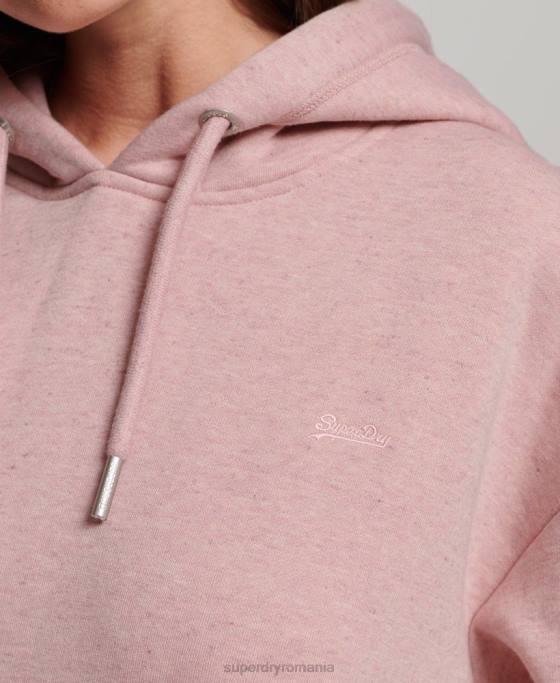 Superdry rochie de transpirație din bumbac organic cu logo brodat îmbrăcăminte roz femei JX0Z2463