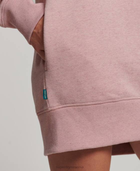 Superdry rochie de transpirație din bumbac organic cu logo brodat îmbrăcăminte roz femei JX0Z2463