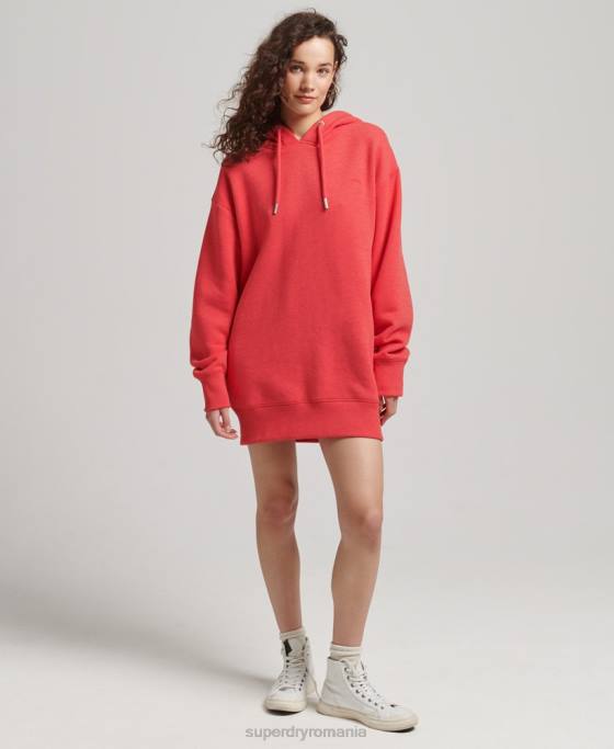Superdry rochie de transpirație din bumbac organic cu logo brodat îmbrăcăminte roșu femei JX0Z2462