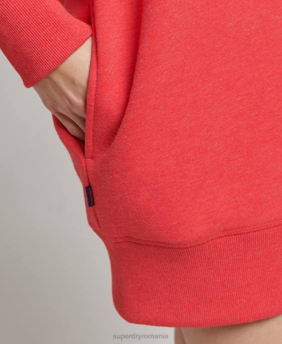 Superdry rochie de transpirație din bumbac organic cu logo brodat îmbrăcăminte roșu femei JX0Z2462