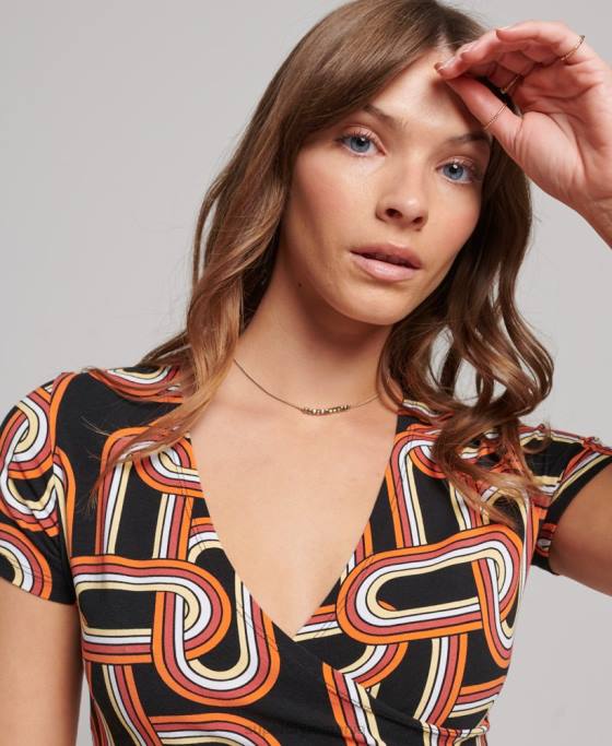 Superdry rochie de zi mini imprimata îmbrăcăminte negru femei JX0Z2384