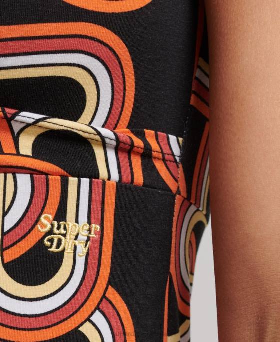 Superdry rochie de zi mini imprimata îmbrăcăminte negru femei JX0Z2384