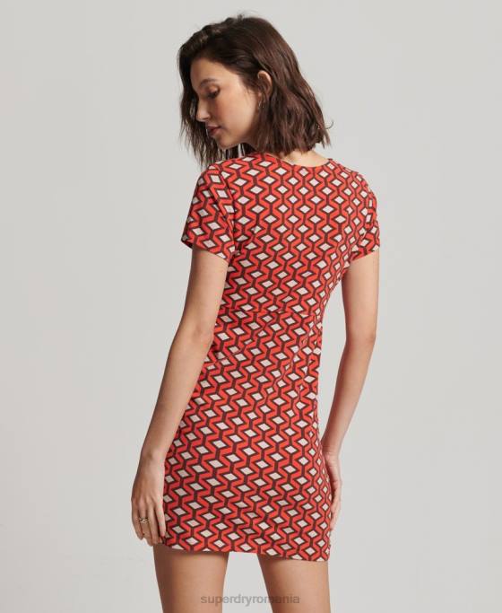 Superdry rochie de zi mini imprimata îmbrăcăminte portocale femei JX0Z2388