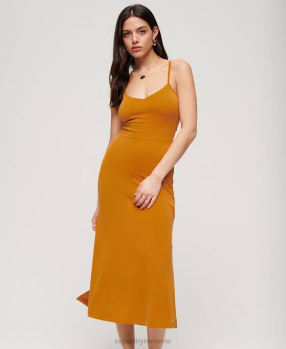 Superdry rochie din jerseu cu spatele deschis îmbrăcăminte galben femei JX0Z2044