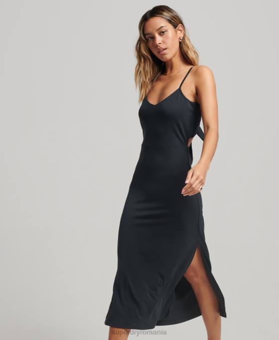 Superdry rochie din jerseu cu spatele deschis îmbrăcăminte negru femei JX0Z2358