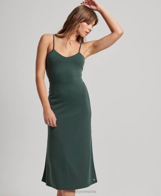 Superdry rochie din jerseu cu spatele deschis îmbrăcăminte verde femei JX0Z2355