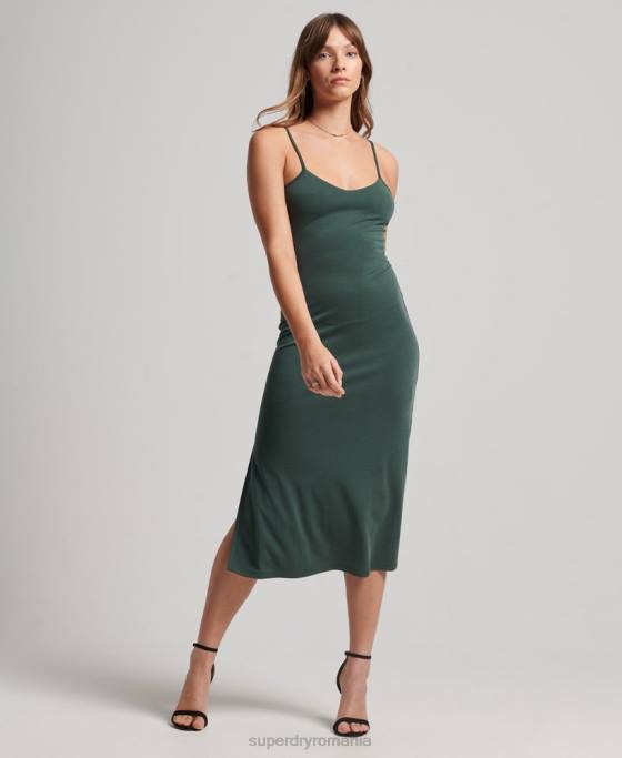 Superdry rochie din jerseu cu spatele deschis îmbrăcăminte verde femei JX0Z2355