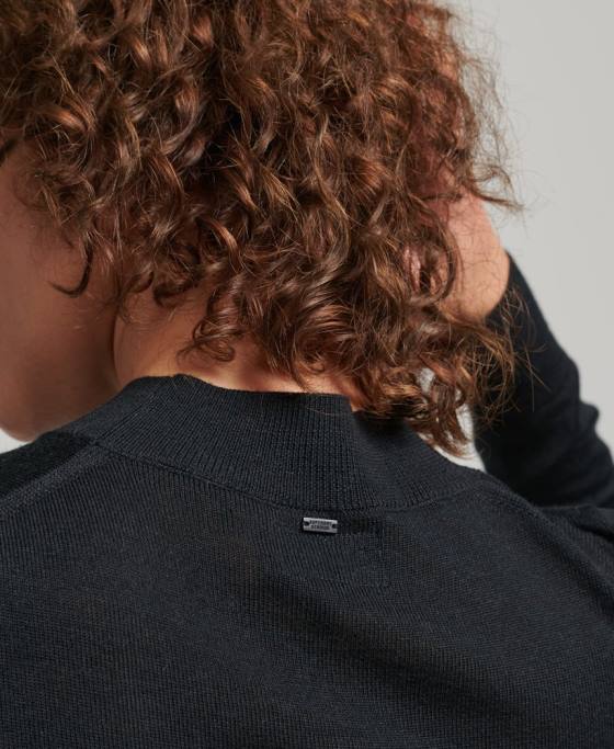 Superdry rochie din tricot merinos îmbrăcăminte negru femei JX0Z2508