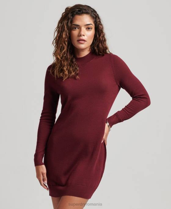 Superdry rochie din tricot merinos îmbrăcăminte roșu femei JX0Z2483