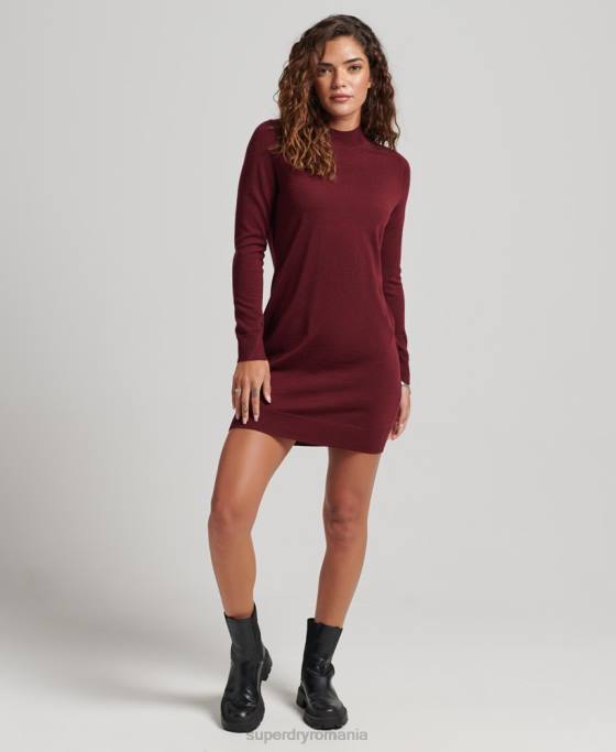 Superdry rochie din tricot merinos îmbrăcăminte roșu femei JX0Z2483