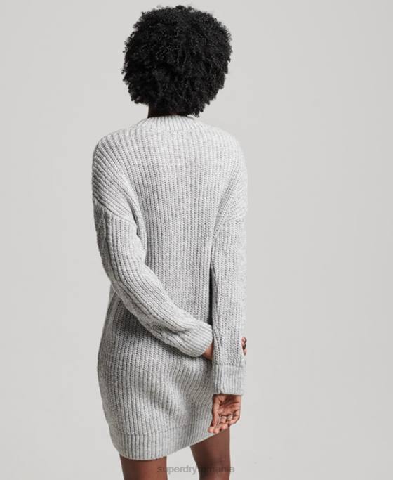 Superdry rochie firele din tricot cablu îmbrăcăminte gri femei JX0Z2548