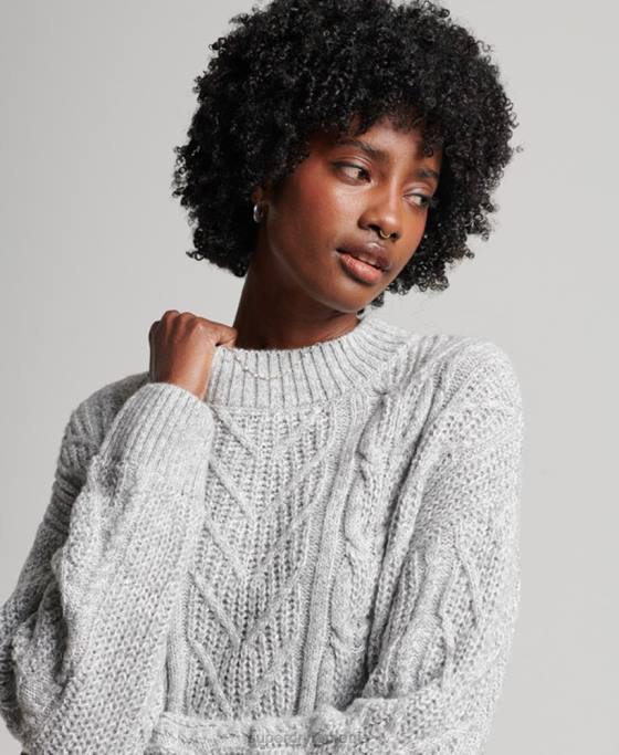 Superdry rochie firele din tricot cablu îmbrăcăminte gri femei JX0Z2548