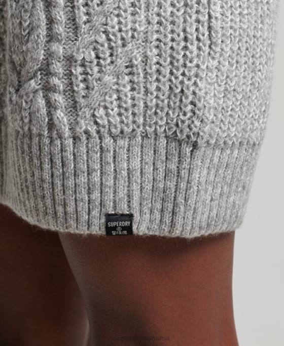 Superdry rochie firele din tricot cablu îmbrăcăminte gri femei JX0Z2548