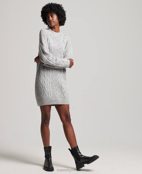 Superdry rochie firele din tricot cablu îmbrăcăminte gri femei JX0Z2548