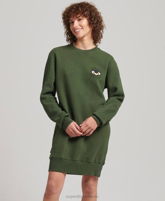 Superdry rochie hanorac popular nomade îmbrăcăminte verde femei JX0Z2534