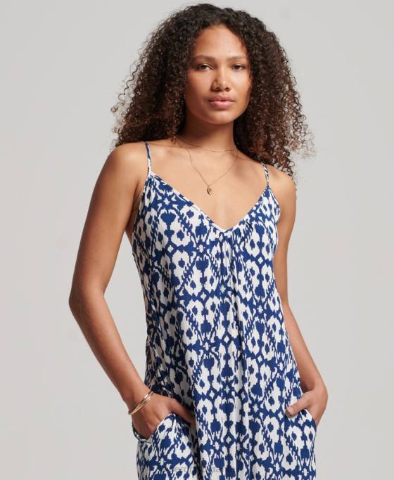 Superdry rochie lunga cami îmbrăcăminte albastru femei JX0Z2380