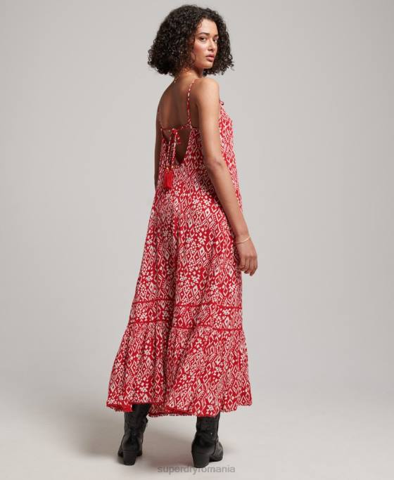 Superdry rochie lunga cami îmbrăcăminte roșu femei JX0Z2376