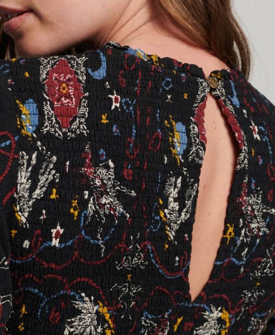 Superdry rochie lungă cu smoc îmbrăcăminte negru femei JX0Z6718