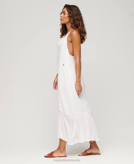 Superdry rochie maxi cu dantelă îmbrăcăminte alb femei JX0Z2213