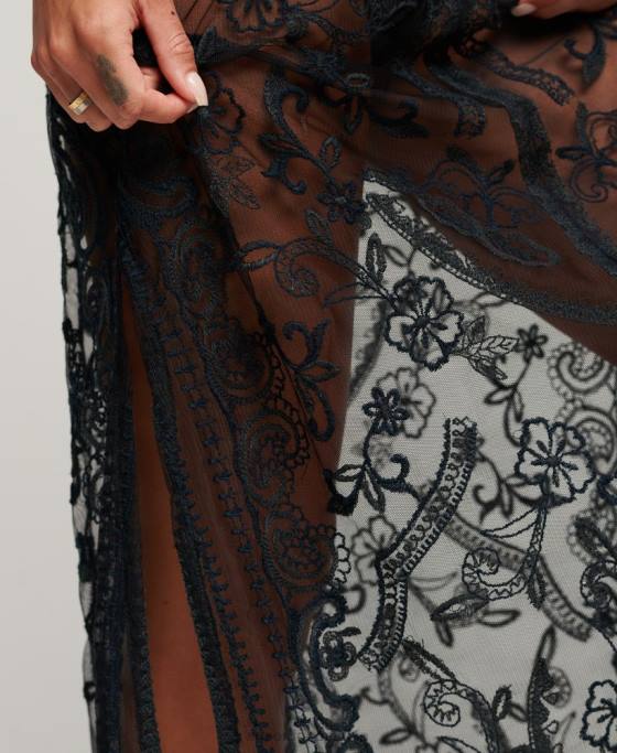 Superdry rochie maxi din dantela acoperire plaja îmbrăcăminte negru femei JX0Z2272