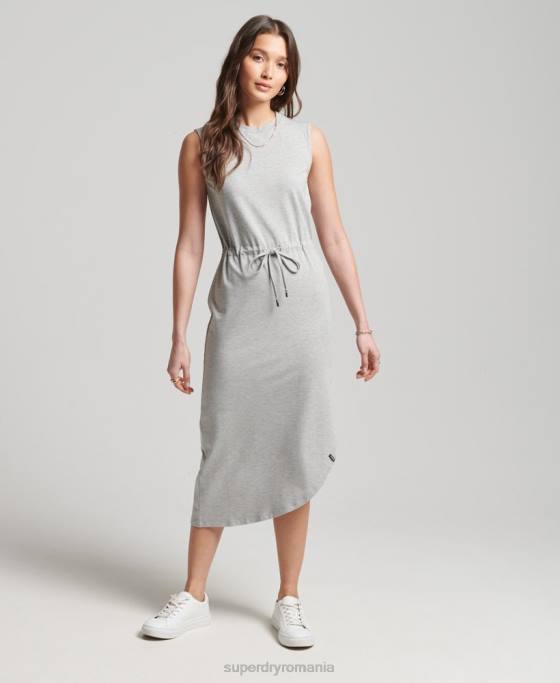 Superdry rochie maxi din tricou studios îmbrăcăminte gri deschis femei JX0Z2526