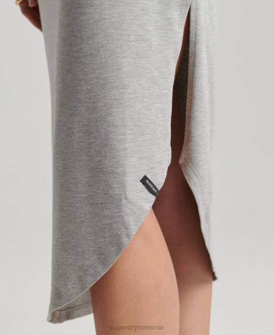 Superdry rochie maxi din tricou studios îmbrăcăminte gri deschis femei JX0Z2526
