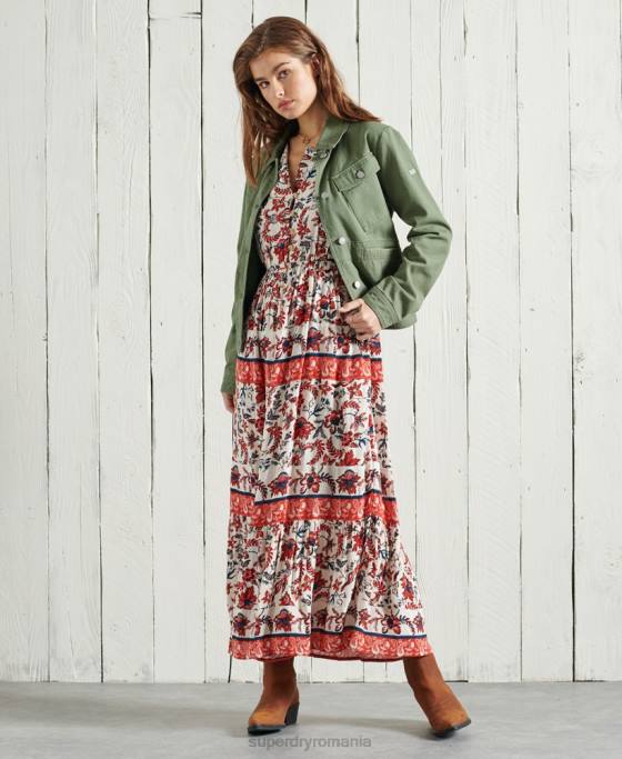 Superdry rochie maxi luci îmbrăcăminte alb femei JX0Z6783