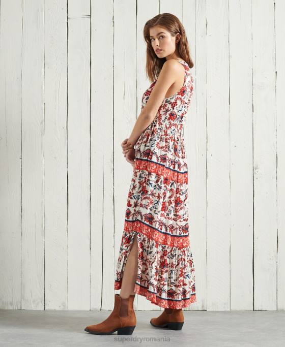 Superdry rochie maxi luci îmbrăcăminte alb femei JX0Z6783