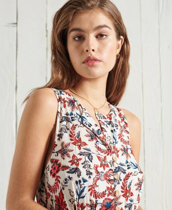 Superdry rochie maxi luci îmbrăcăminte alb femei JX0Z6783