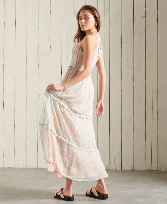 Superdry rochie maxi margaux îmbrăcăminte roz femei JX0Z2547