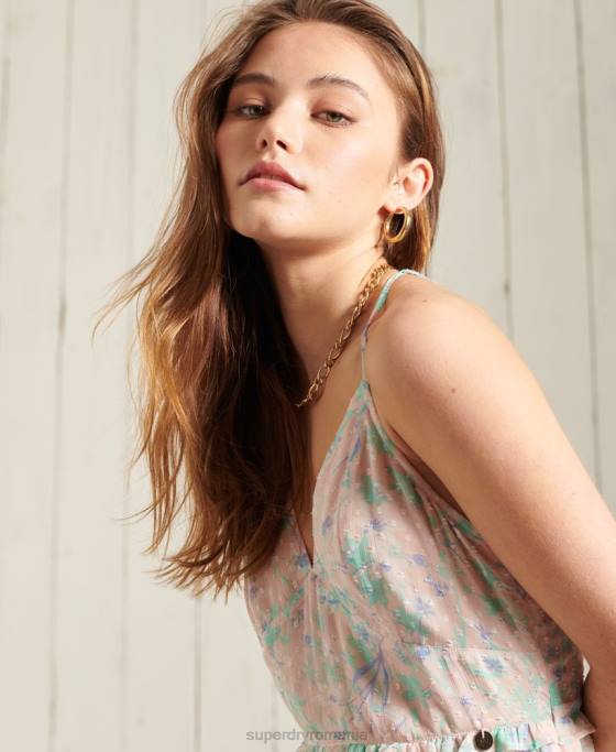 Superdry rochie maxi margaux îmbrăcăminte roz femei JX0Z2547