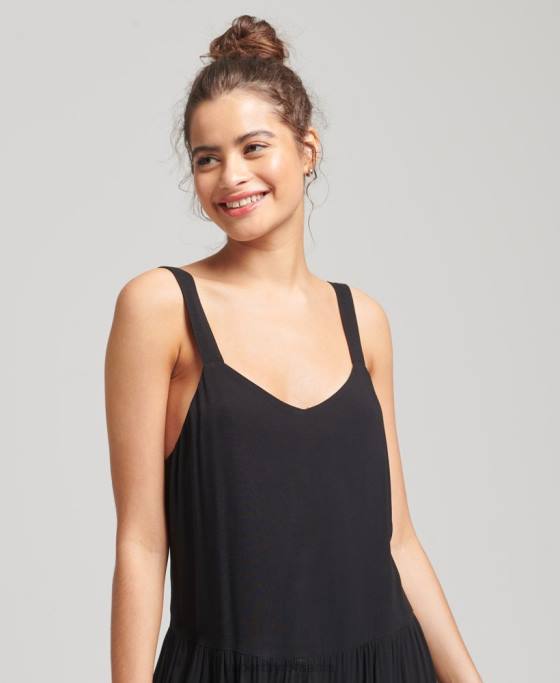 Superdry rochie maxi tesuta studios îmbrăcăminte negru femei JX0Z2525