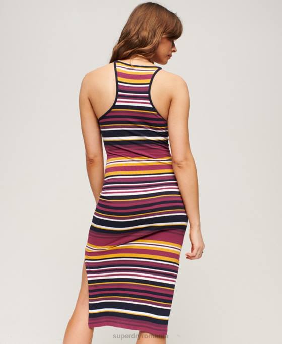 Superdry rochie midi cami cu dungi din jerse îmbrăcăminte roșu femei JX0Z2011
