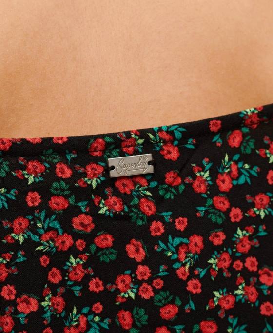 Superdry rochie midi cami cu nasturi imprimate îmbrăcăminte negru femei JX0Z1987