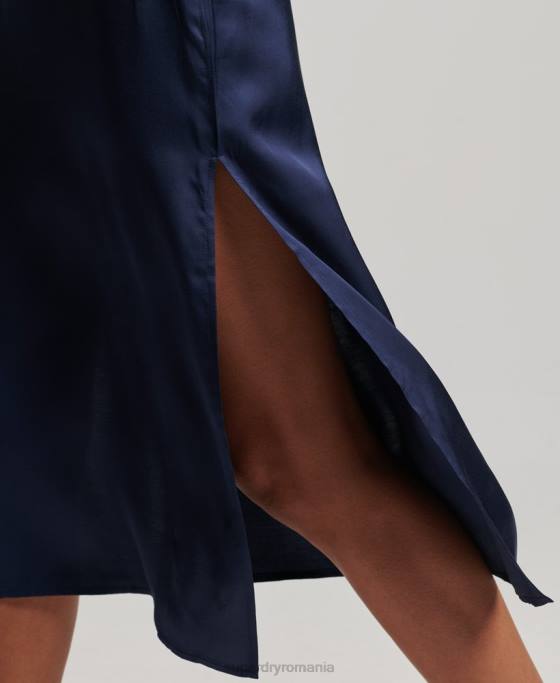 Superdry rochie midi cami din satin îmbrăcăminte marina femei JX0Z2402
