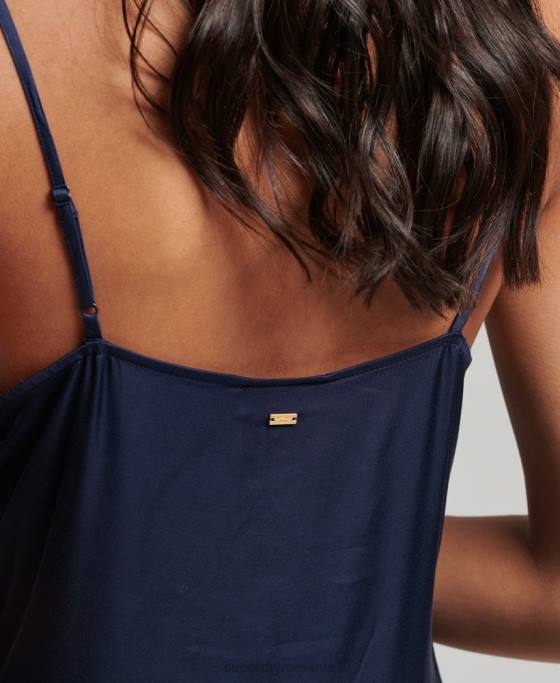 Superdry rochie midi cami din satin îmbrăcăminte marina femei JX0Z2402