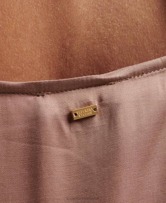 Superdry rochie midi cami din satin îmbrăcăminte maro femei JX0Z2377