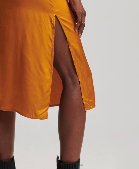 Superdry rochie midi cami din satin îmbrăcăminte portocale femei JX0Z2500