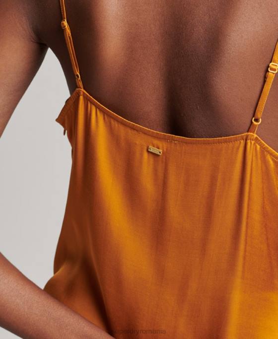 Superdry rochie midi cami din satin îmbrăcăminte portocale femei JX0Z2500