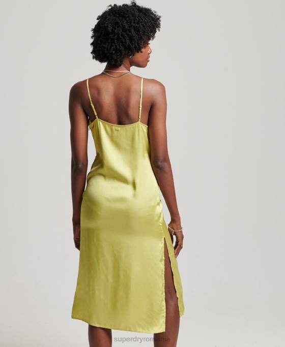 Superdry rochie midi cami din satin îmbrăcăminte verde femei JX0Z2492