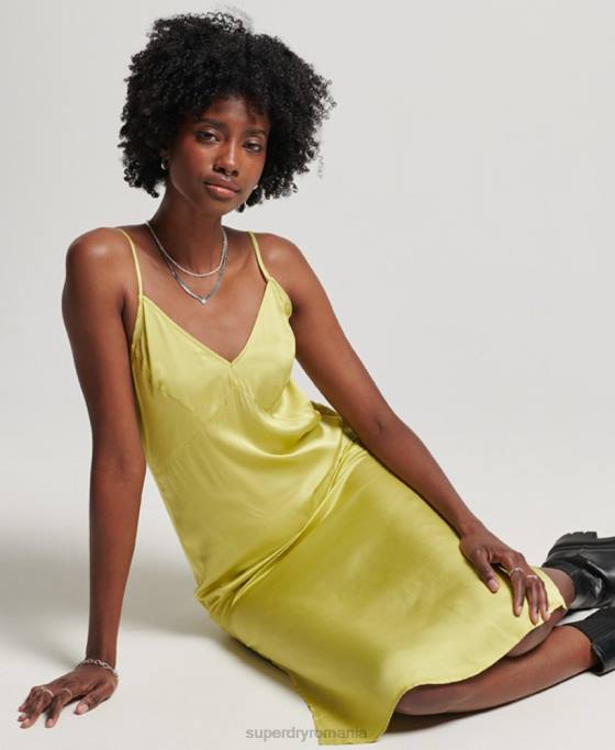 Superdry rochie midi cami din satin îmbrăcăminte verde femei JX0Z2492