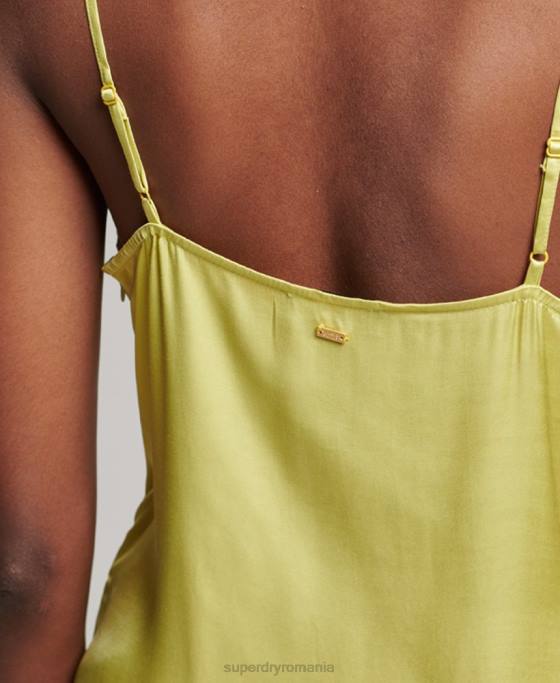 Superdry rochie midi cami din satin îmbrăcăminte verde femei JX0Z2492
